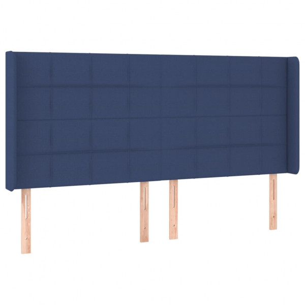 Cabeceira de cama c/ abas tecido 163x16x118/128 cm azul M 2