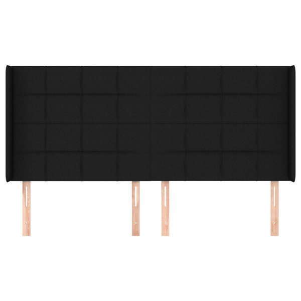 Cabecero con orejas de tela negro 203x16x118/128 cm M 3