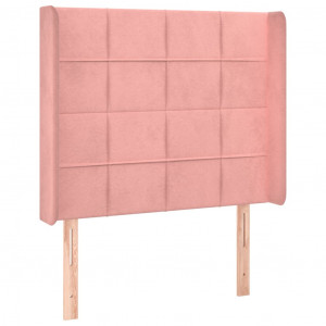 Cabecero con orejas de terciopelo rosa 83x16x118/128 cm H