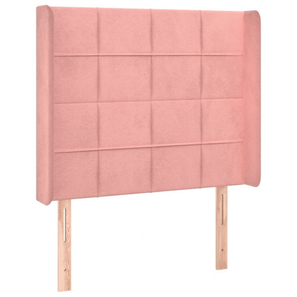 Cabeceira de cama c/ abas veludo 83x16x118/128 cm rosa M 2