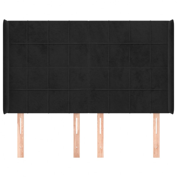 Cabeceira de cama c/ abas veludo 147x16x118/128 cm preto M 3