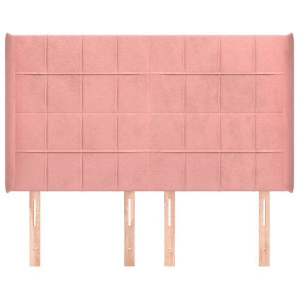 Cabecero con orejas de terciopelo rosa 147x16x118/128 cm M 3