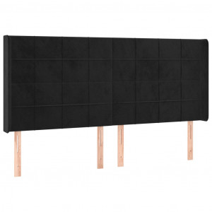 Cabeceira de cama c/ abas veludo 163x16x118/128 cm preto H