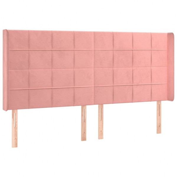 Cabeceira cama c/ abas veludo 163x16x118/128 cm rosa M 2