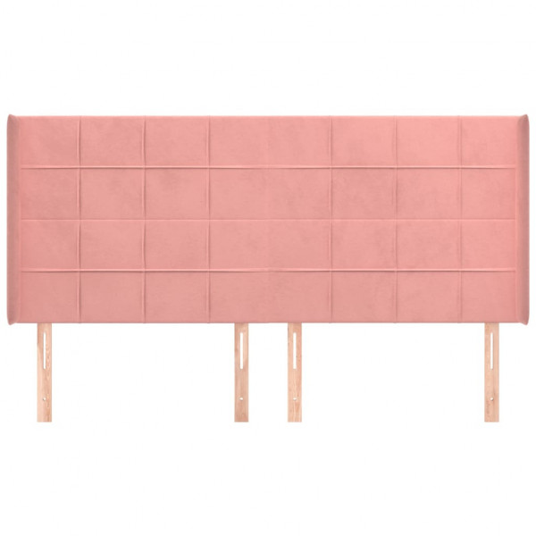 Cabecero con orejas de terciopelo rosa 163x16x118/128 cm M 3