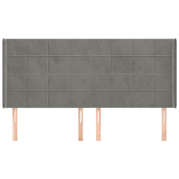 Cabecero con orejas de terciopelo gris claro 183x16x118/128 cm M 3