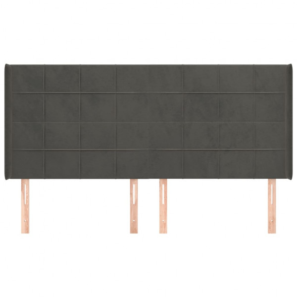 Cabecero con orejas de terciopelo gris oscuro 183x16x118/128 cm M 3