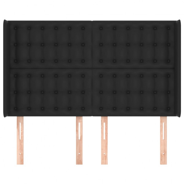 Cabecero con orejas de cuero sintético negro 147x16x118/128 cm M 3