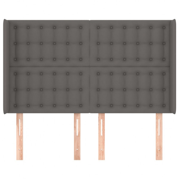 Cabecero con orejas cuero sintético gris 147x16x118/128cm M 3