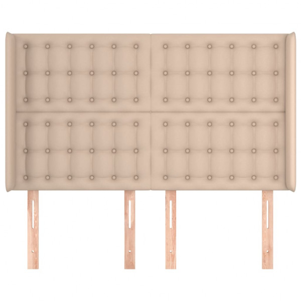 Cabecero con orejas cuero sintético capuchino 147x16x118/128 cm M 3