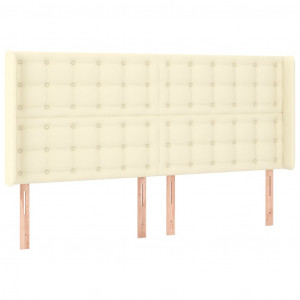 Cabeceira cama c/ abas couro artificial 163x16x118/128 cm creme H