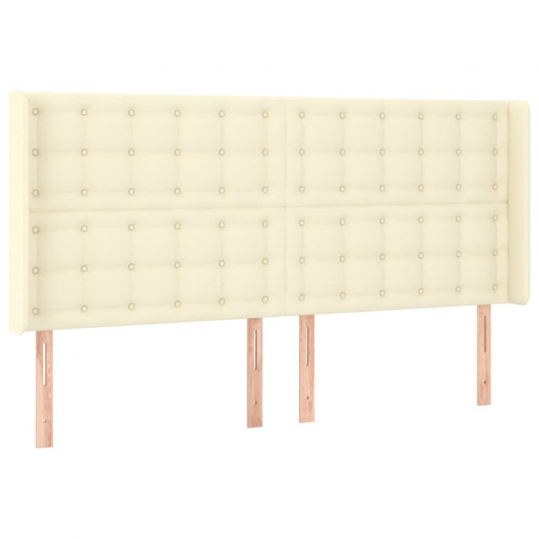 Cabeceira cama c/ abas couro artif. 183x16x118/128 cm creme M 2