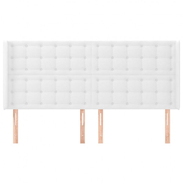 Cabecero con orejas de cuero sintético blanco 203x16x118/128 cm M 3