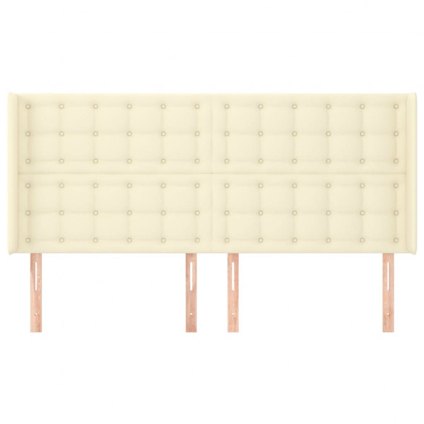 Cabecero con orejas de cuero sintético crema 203x16x118/128 cm M 3