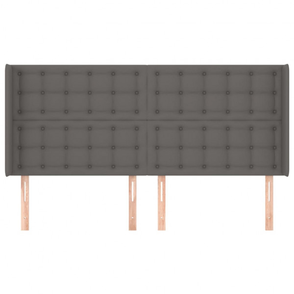 Cabecero con orejas de cuero sintético gris 203x16x118/128 cm M 3