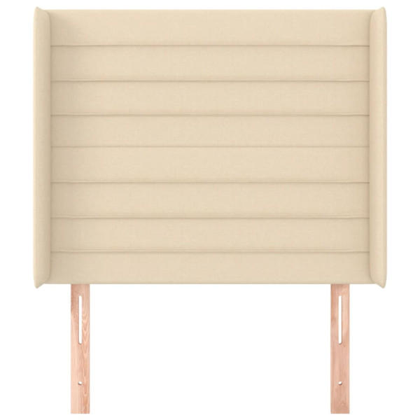 Cabecero con orejas de tela color crema 103x16x118/128 cm M 3