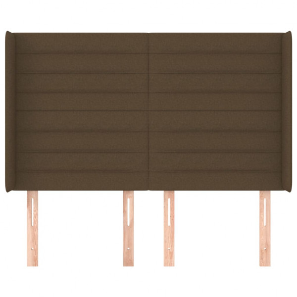 Cabeceira cama c/ abas tecido 147x16x118/128 cm castanho-escuro M 3