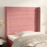 Cabeceira de cama c/ abas veludo 83x16x118/128 cm rosa 1