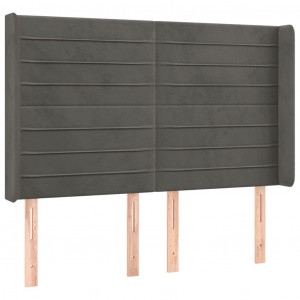 Cabecero con orejas de terciopelo gris oscuro 147x16x118/128 cm H