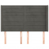 Cabeceira cama c/ abas veludo 147x16x118/128 cm cinzento-escuro 3