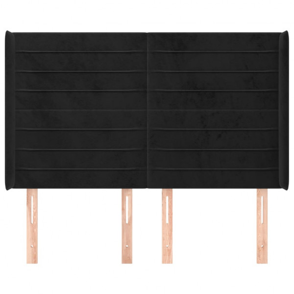 Cabecero con orejas de terciopelo negro 147x16x118/128 cm M 3