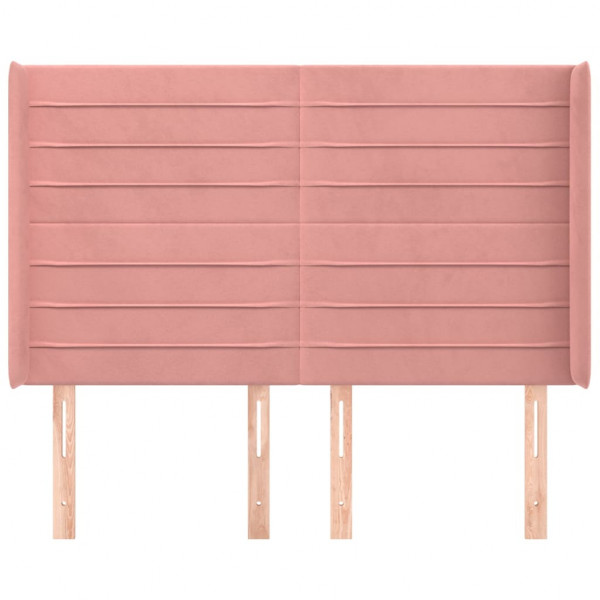 Cabeceira cama c/ abas veludo 147x16x118/128 cm rosa M 3