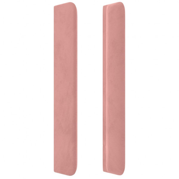 Cabecero con orejas de terciopelo rosa 147x16x118/128 cm M 4