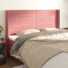 Cabeceira cama c/ abas veludo 163x16x118/128 cm rosa 1