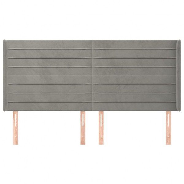 Cabeceira cama c/ abas veludo 203x16x118/128 cm cinzento-claro M 3