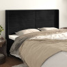 Cabeceira de cama c/ abas veludo 203x16x118/128 cm preto 1