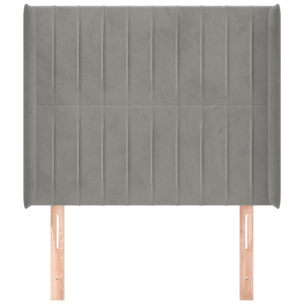 Cabecero con orejas de terciopelo gris claro 93x16x118/128 cm M 3