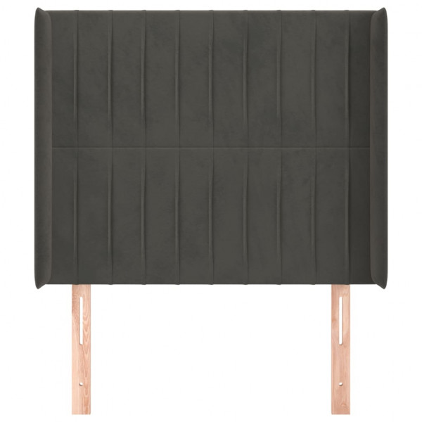 Cabecero con orejas de terciopelo gris oscuro 103x16x118/128 cm M 3