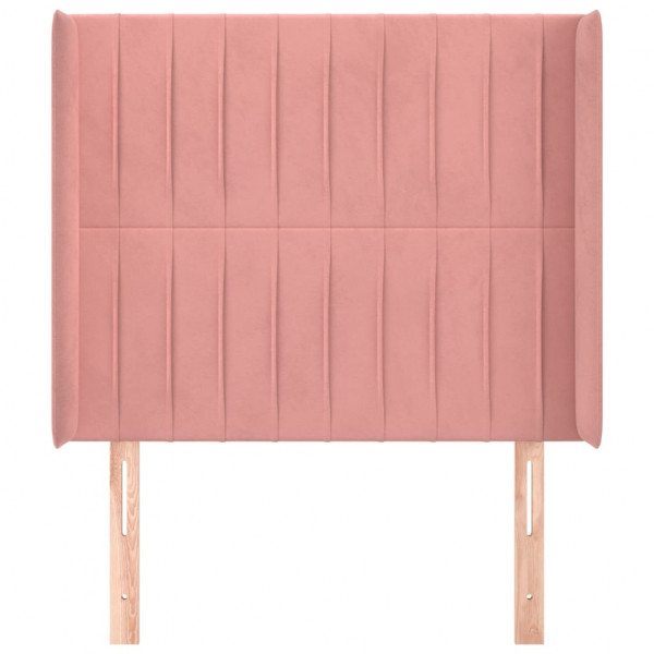 Cabeceira cama c/ abas veludo 103x16x118/128 cm rosa M 3