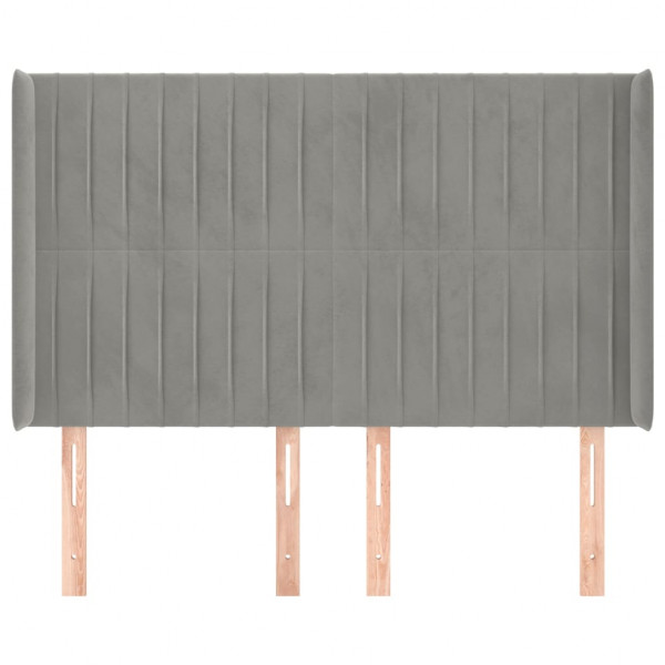 Cabecero con orejas de terciopelo gris claro 147x16x118/128 cm M 3