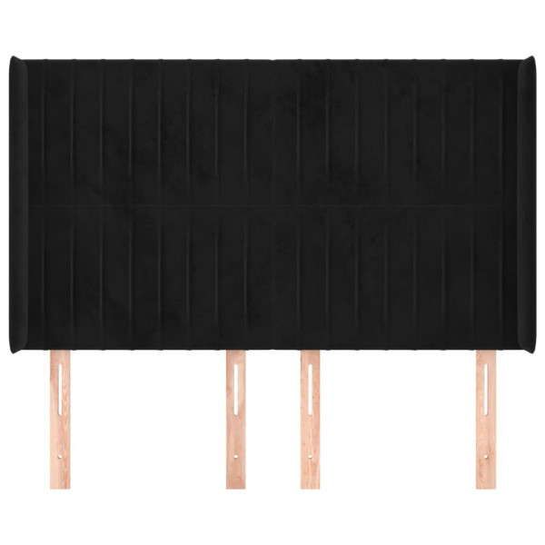 Cabeceira de cama c/ abas veludo 147x16x118/128 cm preto M 3