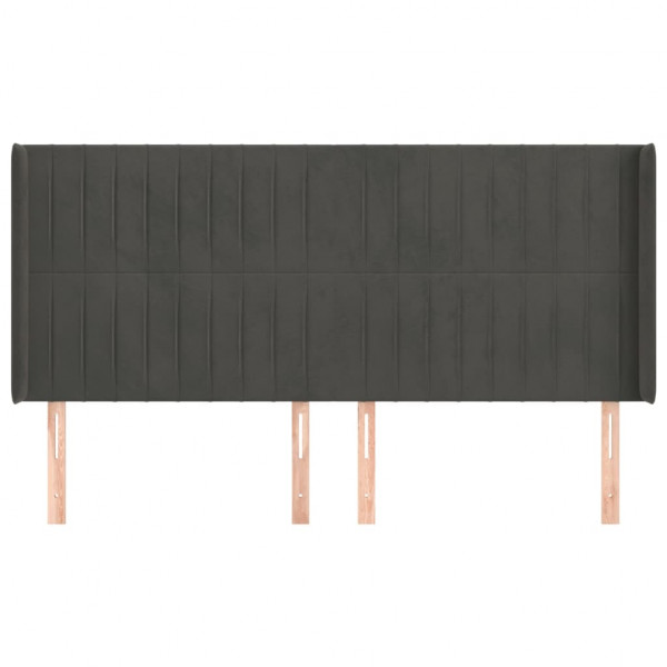 Cabeceira cama c/ abas veludo 203x16x118/128 cm cinzento-escuro M 3