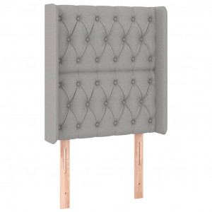 Cabeceira de cama c/ abas tecido 83x16x118/128cm cinzento-claro H