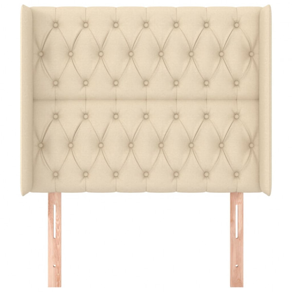 Cabecero con orejas de tela color crema 93x16x118/128 cm M 3