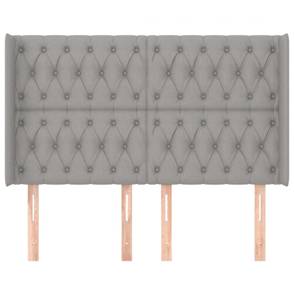 Cabecero con orejas de tela gris claro 163x16x118/128 cm M 3