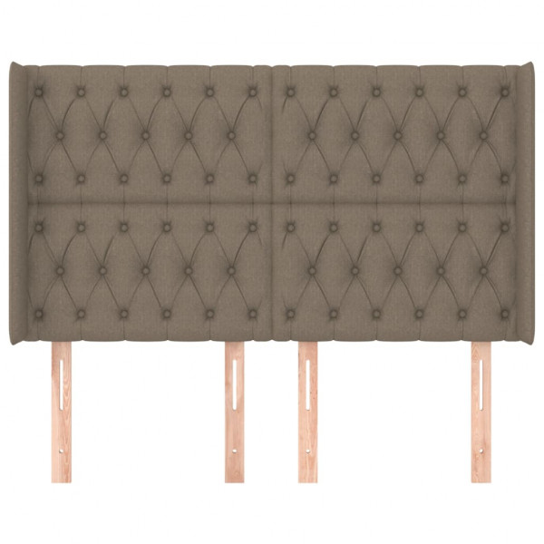 Cabecero con orejas de tela gris taupe 163x16x118/128 cm M 3