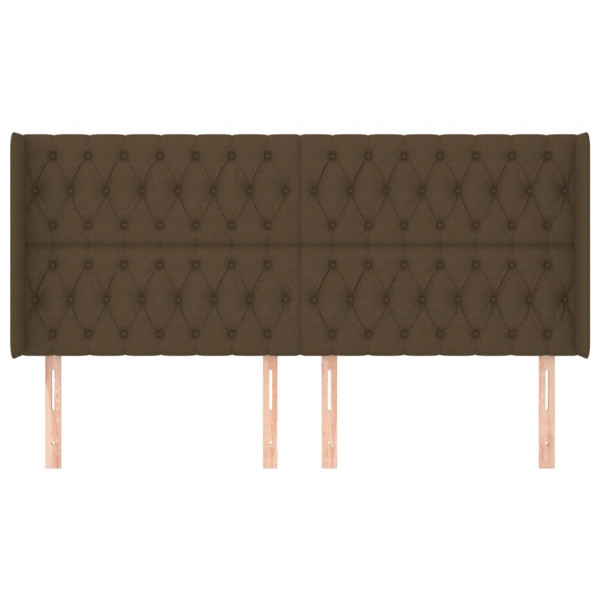 Cabeceira cama c/ abas tecido 203x16x118/128 cm castanho-escuro M 3