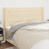 Cabeceira de cama c/ abas tecido 203x16x118/128 cm creme 1