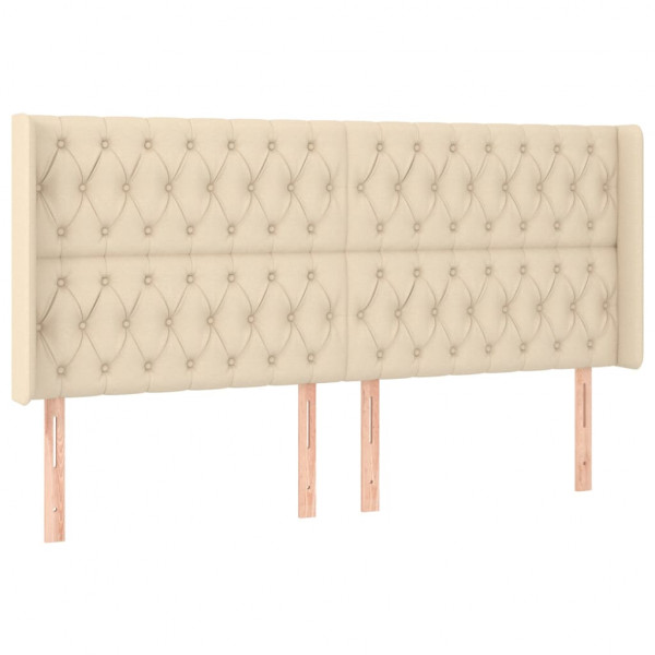 Cabecero con orejas de tela color crema 203x16x118/128 cm M 2