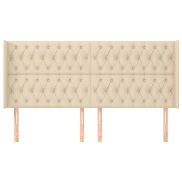 Cabeceira de cama c/ abas tecido 203x16x118/128 cm creme M 3