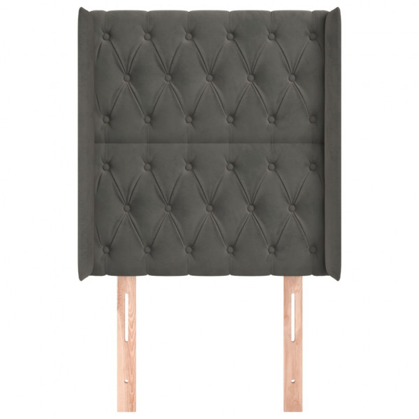 Cabecero con orejas de terciopelo gris oscuro 83x16x118/128 cm M 3