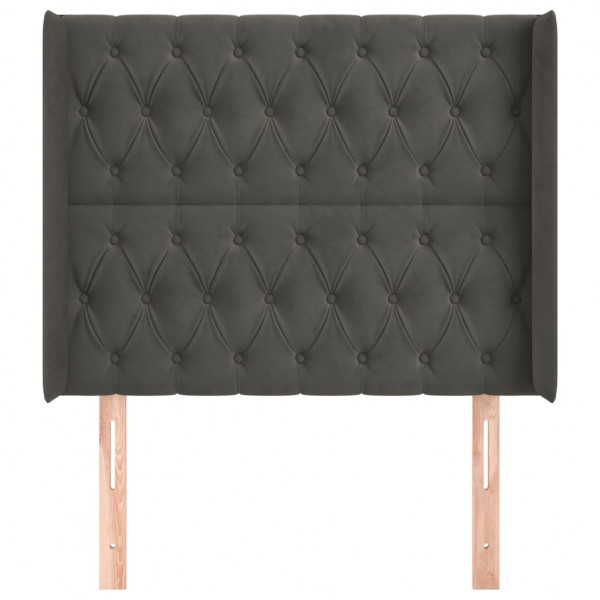 Cabeceira cama c/ abas veludo 103x16x118/128 cm cinzento-escuro M 3