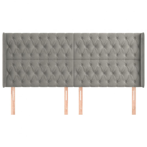 Cabeceira cama c/ abas veludo 203x16x118/128 cm cinzento-claro M 3