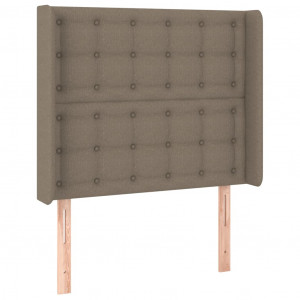 Cabecero con orejas de tela gris taupe 83x16x118/128 cm H