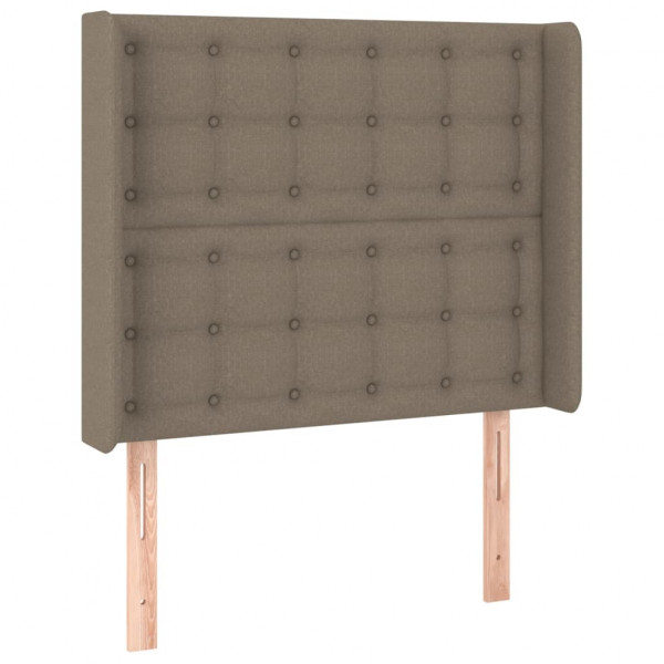 Cabecero con orejas de tela gris taupe 103x16x118/128 cm M 2