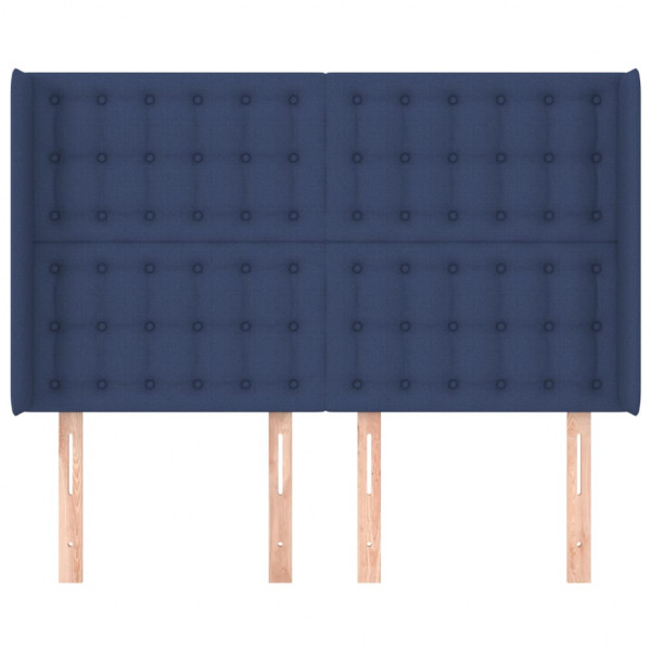 Cabeceira de cama c/ abas tecido 147x16x118/128 cm azul M 3